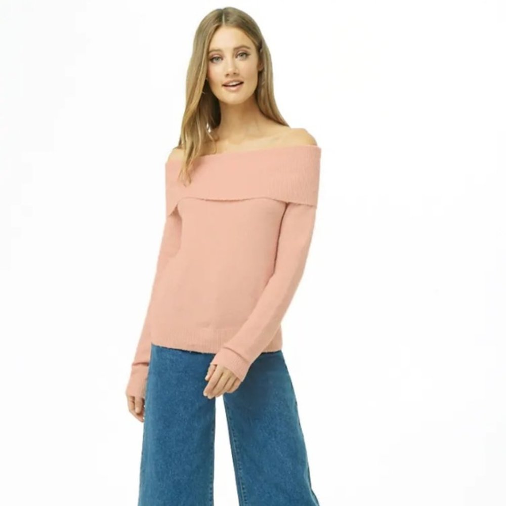 Forever 21 Off The Shoulder Blush Sweater